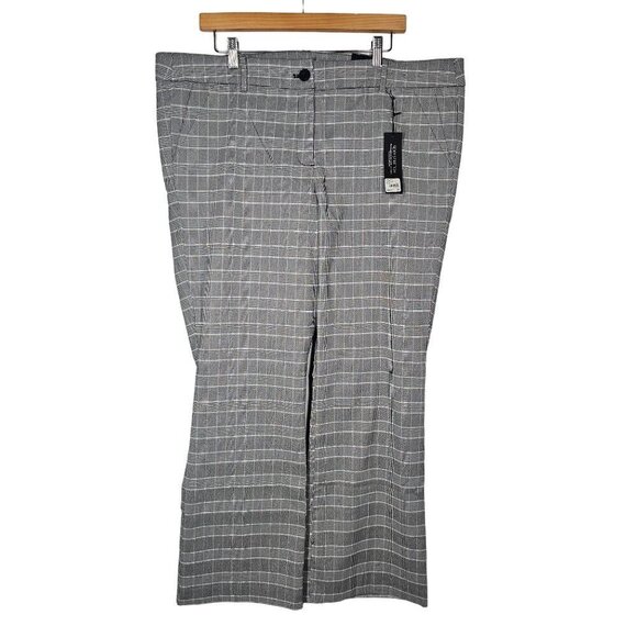 Lane‎ Bryant Sophie Straight Fit Bootcut Pants Petite Plaid Gray Women 20 Short - Picture 1 of 12